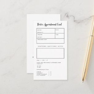 Simple Black and White Doctor Appointment Card 