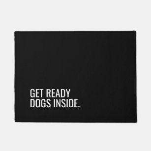 Simple black and white dog quote doormat
