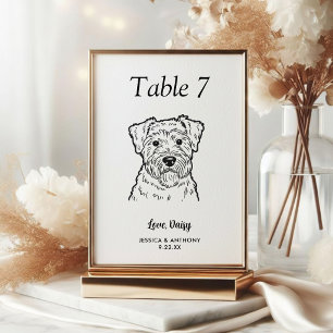 Simple Black and White Dog Wedding  Table Number