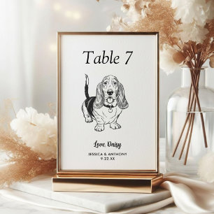 Simple Black and White Dog Wedding  Table Number
