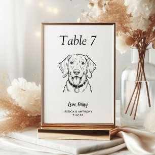 Simple Black and White Dog Wedding  Table Number