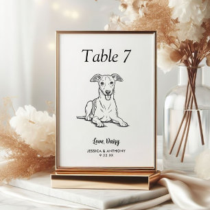 Simple Black and White Dog Wedding Table Number