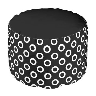 Simple Black and White Dots Circles Pattern Pouf
