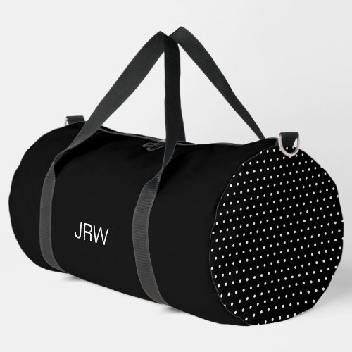 Simple Black and White Dots Pattern Monogram Duffle Bag