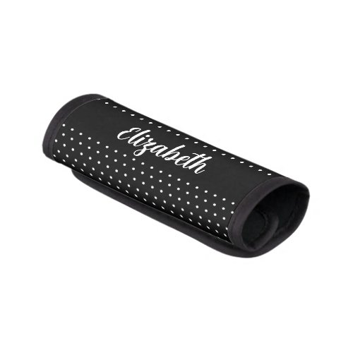 Simple Black and White Dots Script Name Luggage Handle Wrap