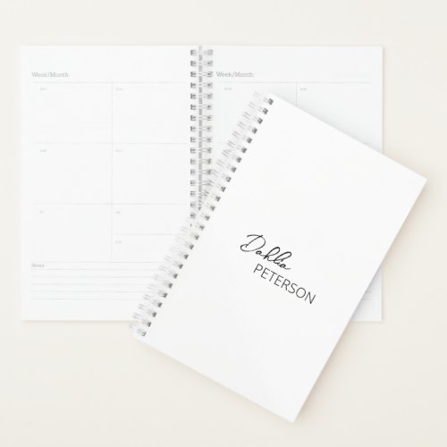 Simple Black and White Elegant Contemporary Modern Planner