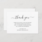 Simple Black and White Elegant Funeral Sympathy Thank You Card | Zazzle