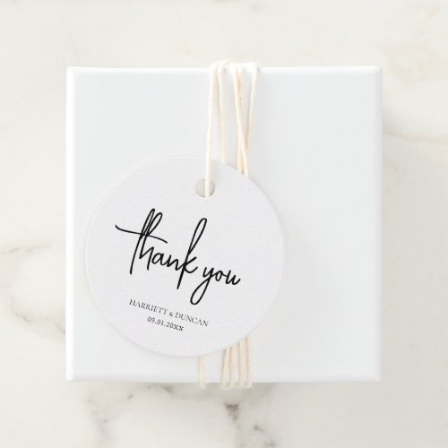 Simple Black and White Elegant Minimalist Wedding Favor Tags