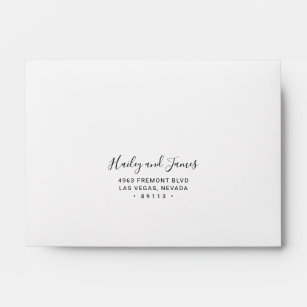 Simple Black and White Elegant Photo Wedding RSVP Envelope