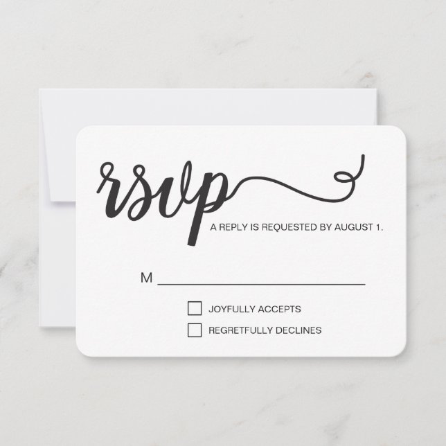 Simple black and white elegant RSVP script (Front)