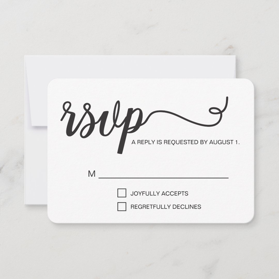 Simple black and white elegant RSVP script | Zazzle