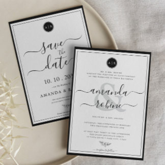 Simple Black and White Elegant Save The Date
