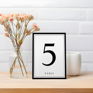 Simple Black and White Elegant Table Number
