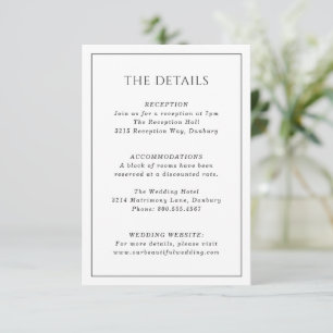 Simple Black and White Elegant Wedding Enclosure Card