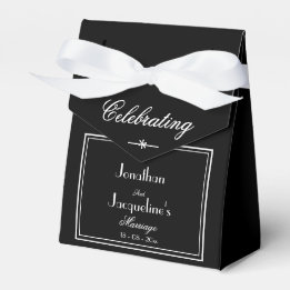 Simple Black And White Elegant Wedding Favor Boxes