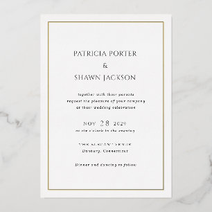Simple Black and White Elegant Wedding Foil Invitation