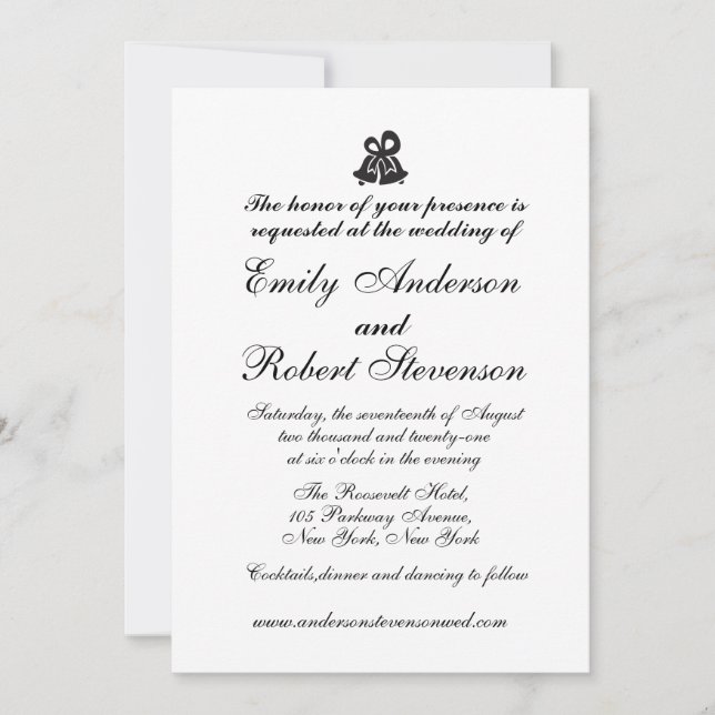 Simple Black and White Elegant Wedding Invitation (Front)