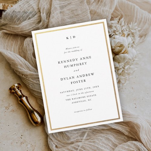 Simple Black and White Elegant Wedding Invitation