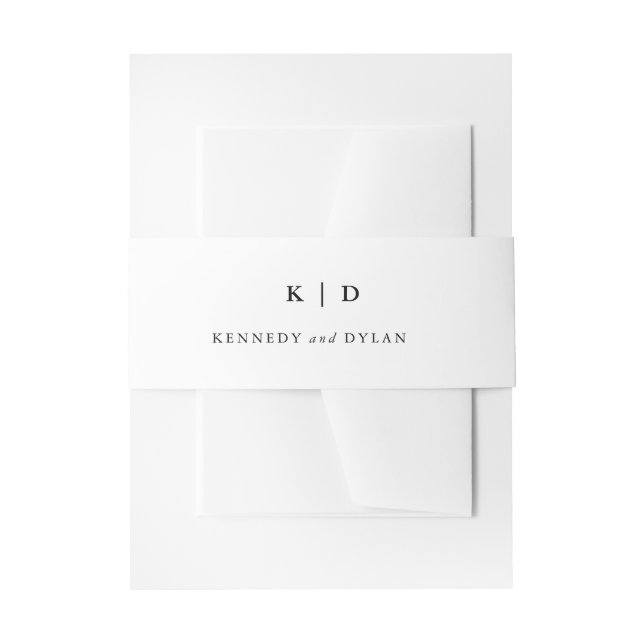 Simple Black and White Elegant Wedding Invitation Belly Band (Front Example)