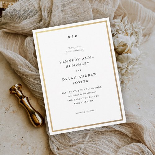 Simple Black and White Elegant Wedding Magnetic Invitation