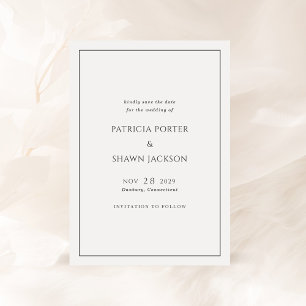 Simple Black and White Elegant Wedding Save The Date