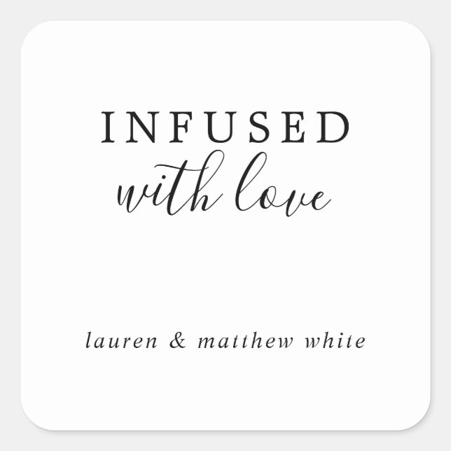 Simple Black and White Elegant Wedding Square Sticker (Front)