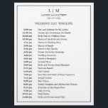 Simple Black and White Elegant Wedding Timeline<br><div class="desc">Simple Wedding Timeline featuring a modern yet elegant design with your two letter monogram at the top and your details surrounded by a thin border. All text is in black over a white background and may be changed to any colors you wish by clicking the "customize" button. A chic and...</div>