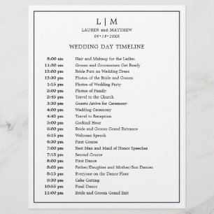 Simple Black and White Elegant Wedding Timeline