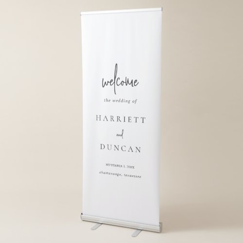 Simple Black and White Elegant Welcome Wedding Retractable Banner