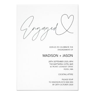 Simple Black and White Engagement Party Invitation