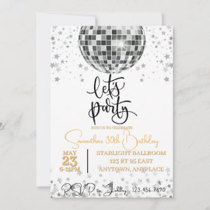 Simple Black and White Fancy Birthday Invitation