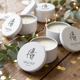 Simple Black and White Fifty Birthday Party Mini Candle Favors