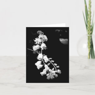 Simple Black and White Flowers Blank Letterpress Thank You Card