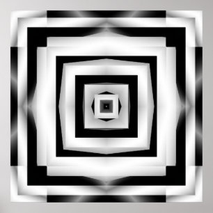Simple Black and White Fractal Poster