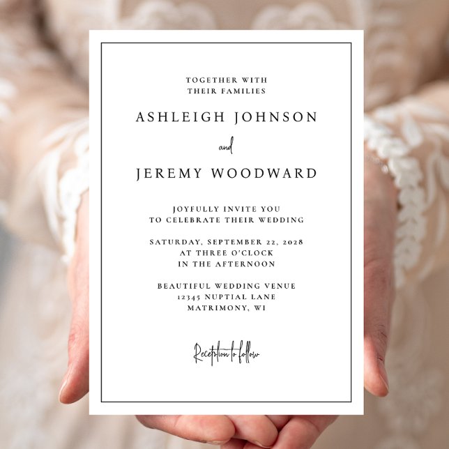 Simple Black and White Framed Wedding Invitation (Creator Uploaded)