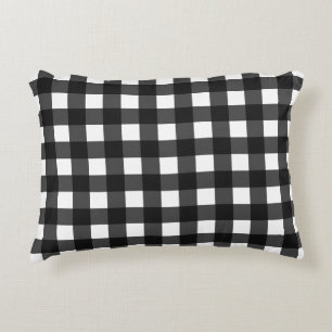 Simple Black and White Gingham Accent Pillow