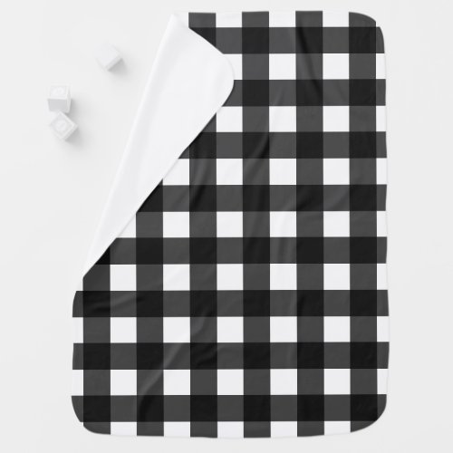 Simple Black and White Gingham Baby Blanket