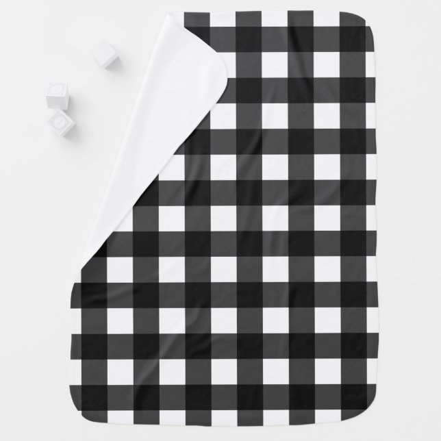 Simple Black and White Gingham Baby Blanket (In Situ)