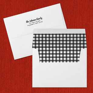Simple Black and White Gingham Envelope