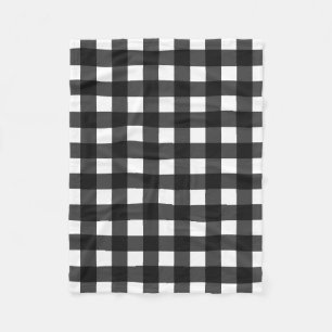 Simple Black and White Gingham Fleece Blanket