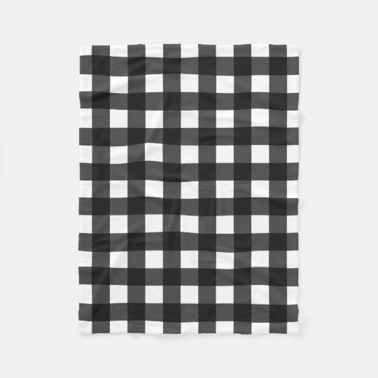 Simple Black and White Gingham Fleece Blanket