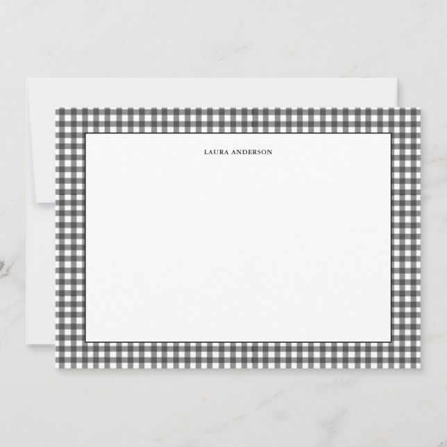 Simple Black and white Gingham personalized  Thank You Card (Front)