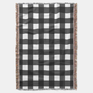 Simple Black and White Gingham Throw Blanket