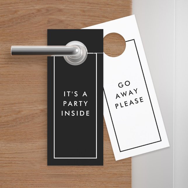Simple Black and White Go Away or Come In Party Door Hanger (Creator Uploaded)