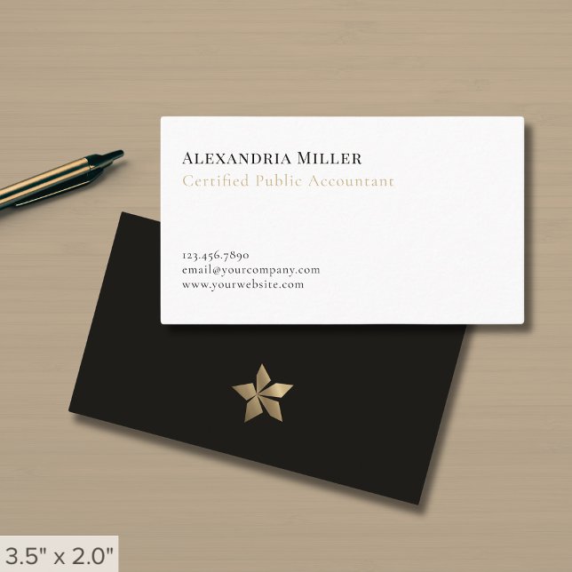 Simple Black and White Gold Logo Business Card (Creator Uploaded)