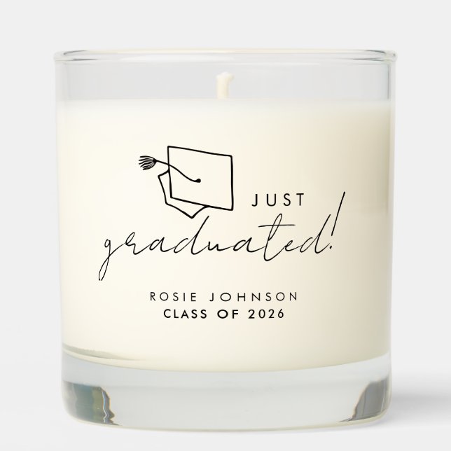 Simple Black and White Graduation Candle Gift (Front)