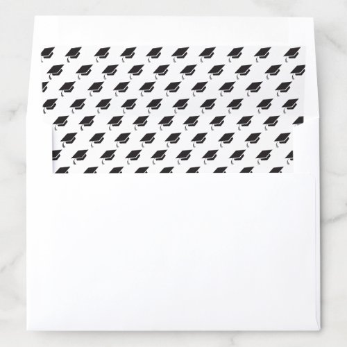 Simple Black and White Graduation Cap Pattern Envelope Liner