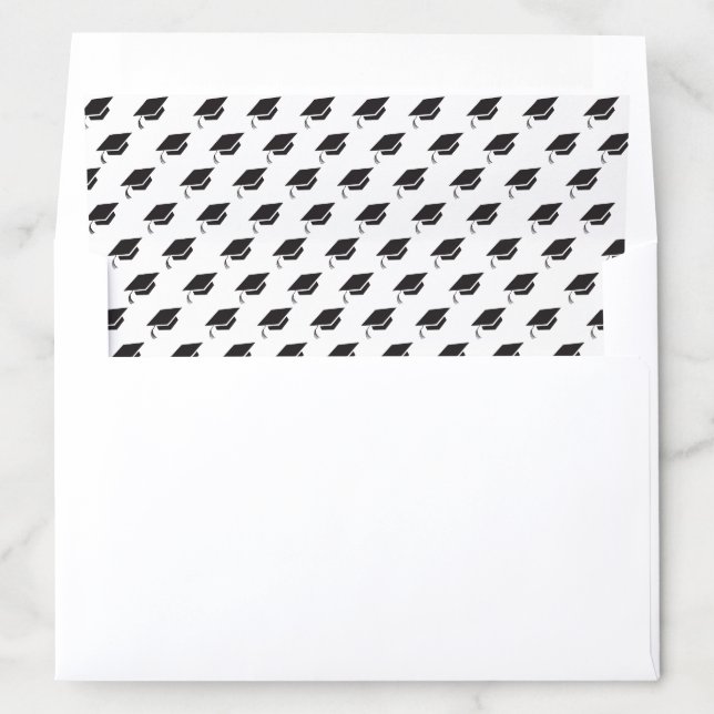 Simple Black and White Graduation Cap Pattern Envelope Liner (In Envelope)