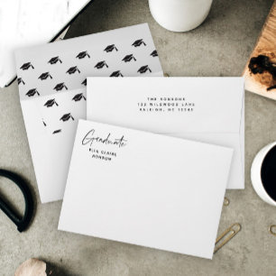 Simple Black and White Graduation Envelope