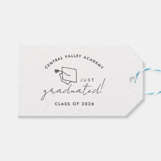 Simple Black and White Graduation Gift Favor Tags